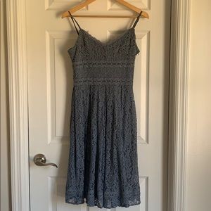 Dusty Blue NSR Lace Midi Dress